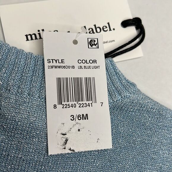 Miles the Label Metallic light blue sweater dress size 3-6 months NWT - Picture 9 of 15